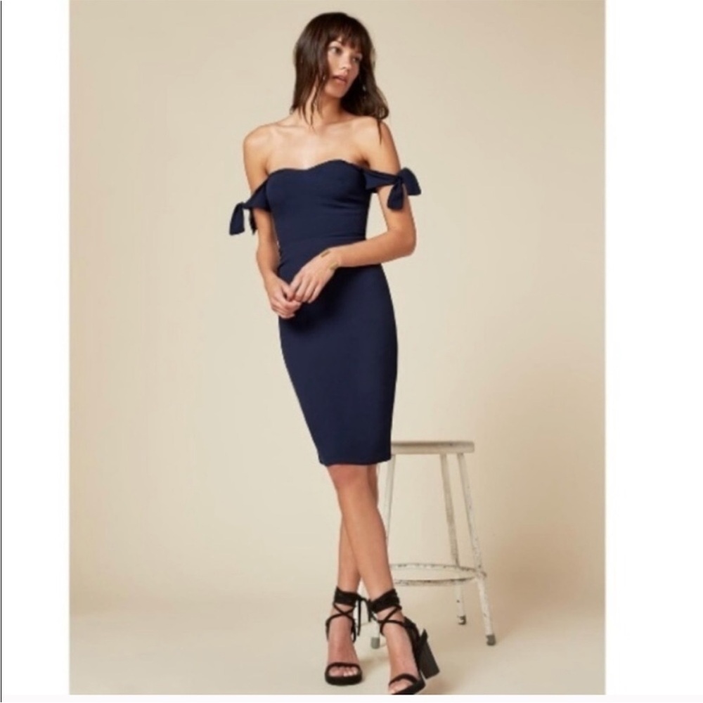Reformation Marla Navy Off the Shoulder dress size 2